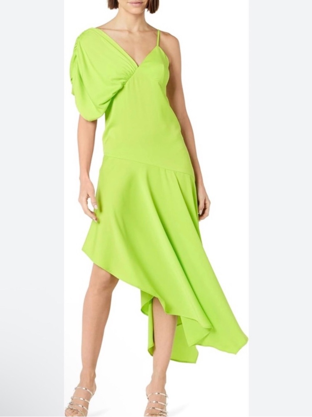 The Drop Asymmetrical Lime Green Dress - Small